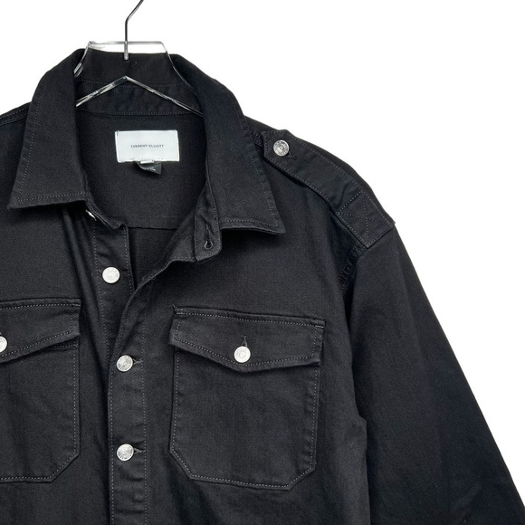 Current Elliot Black Shortall Denim Long Sleeve Collared Women’s Romper Sz 4 - Picture 5 of 13